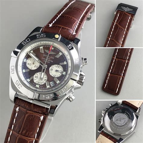 breitling brown leather band watch|breitling chronograph watch bands.